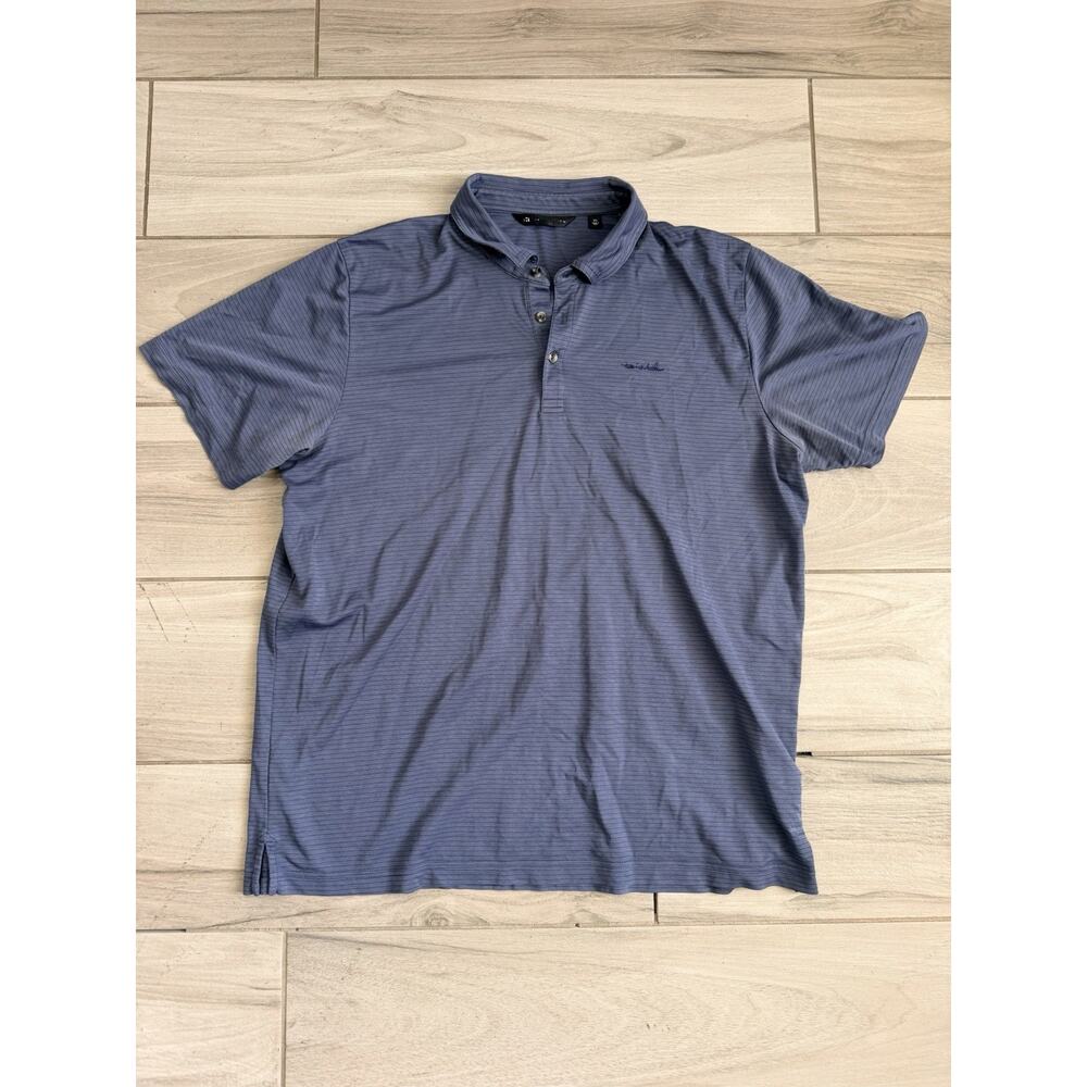 Travis Mathew Blue XXL Men's Polo Shirt Short Sleeve Collared Solid Logo Button